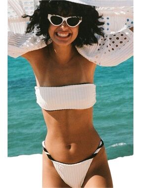 SOLID & STRIPED 2 Piece The Annabelle Reversible Black & White Bikini Swim Set